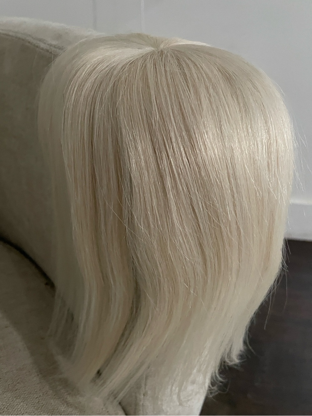 NWT 11-12”100% human REMY hair #60#613 vanilla blonde cream topper HANDTIED SILK - Picture 6 of 12